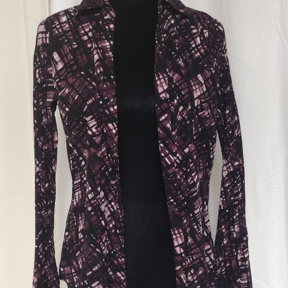 Purple and Black Patterned Blouse